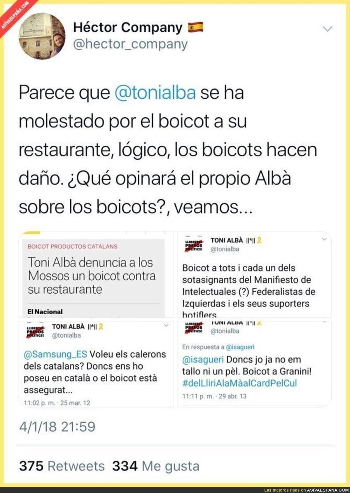 Toni Albà y los boicots