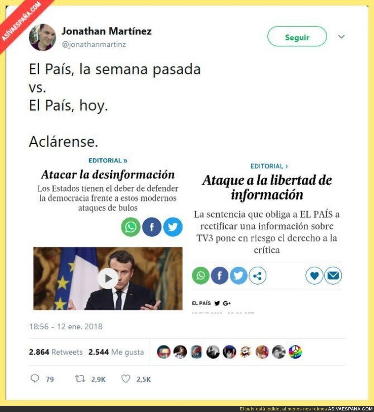 La difamación no es crítica, sino desinformación... señores de El País