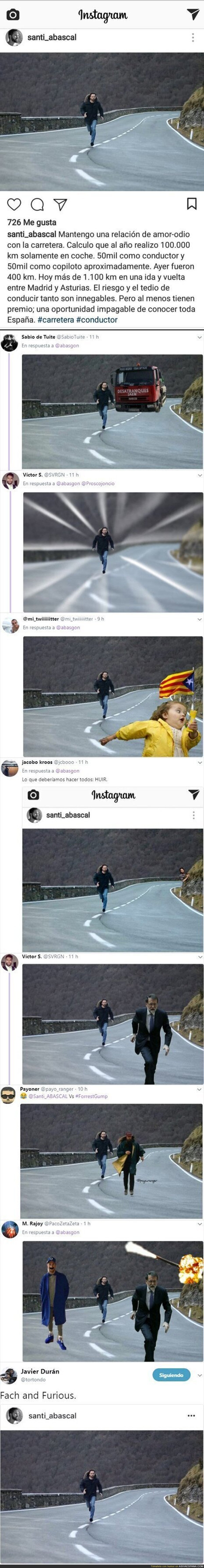 Santi Abascal sube esta foto a Instagram corriendo e internet se parte de él con todos estos tuits