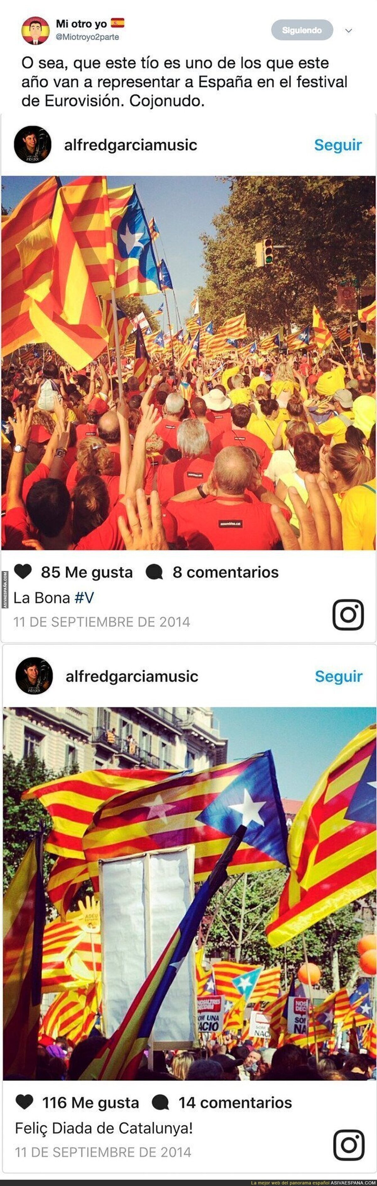 Salen a la luz las polémicas fotos de Alfred dejando ver su lado de catalán independentista
