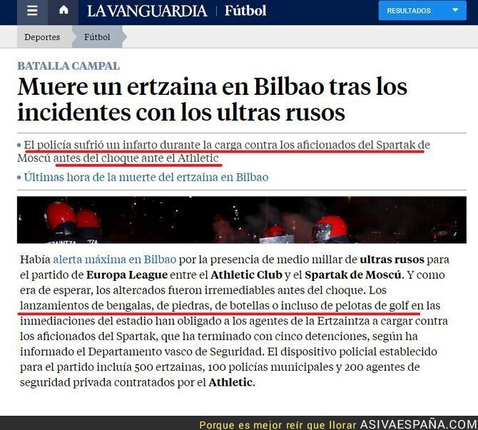 83191 - Un agente muerto y un partido que continúa su curso