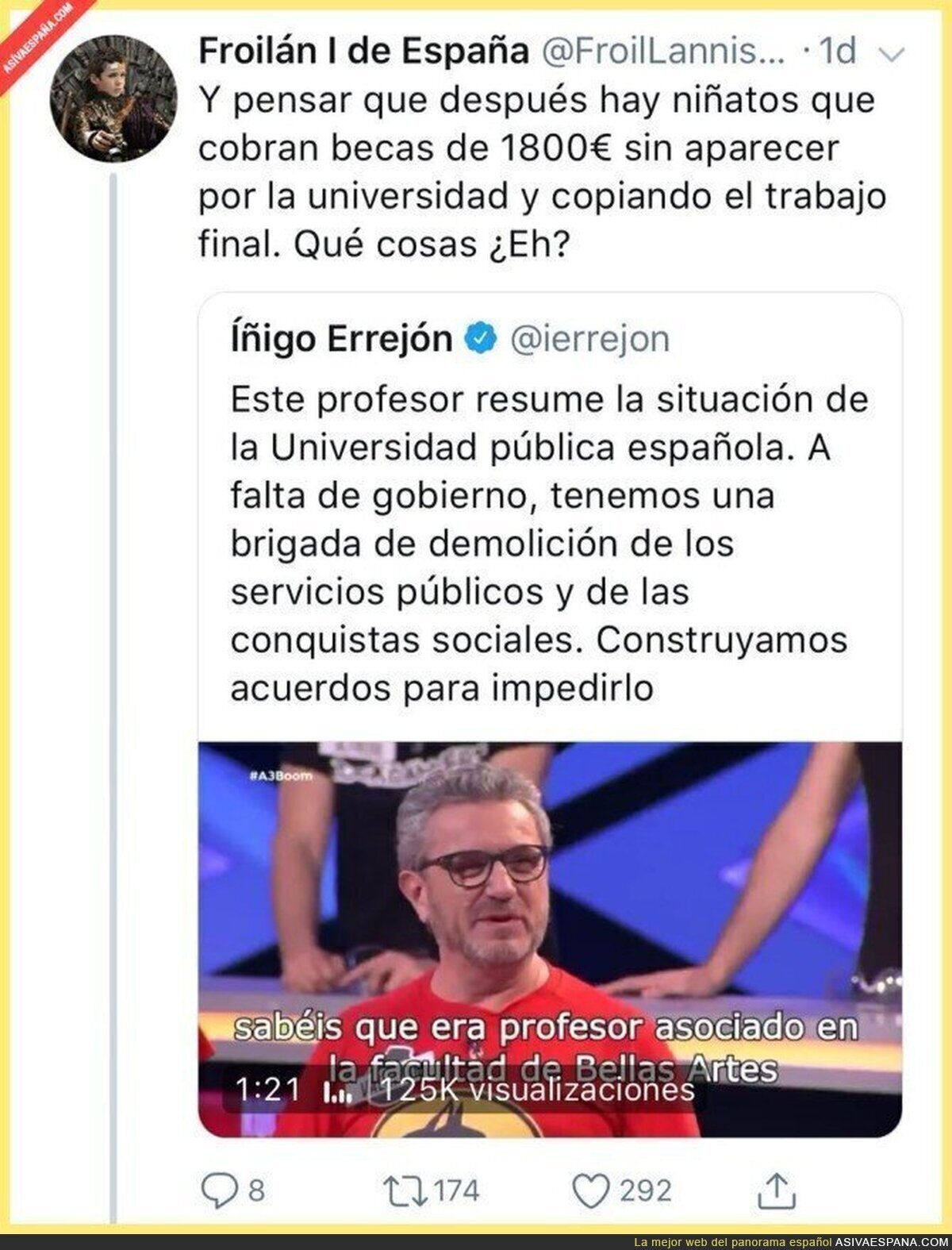 Íñigo Errejón comenta lo del profesor universitario que dejó el trabajo por poco salario y no tardan en recordarle algo