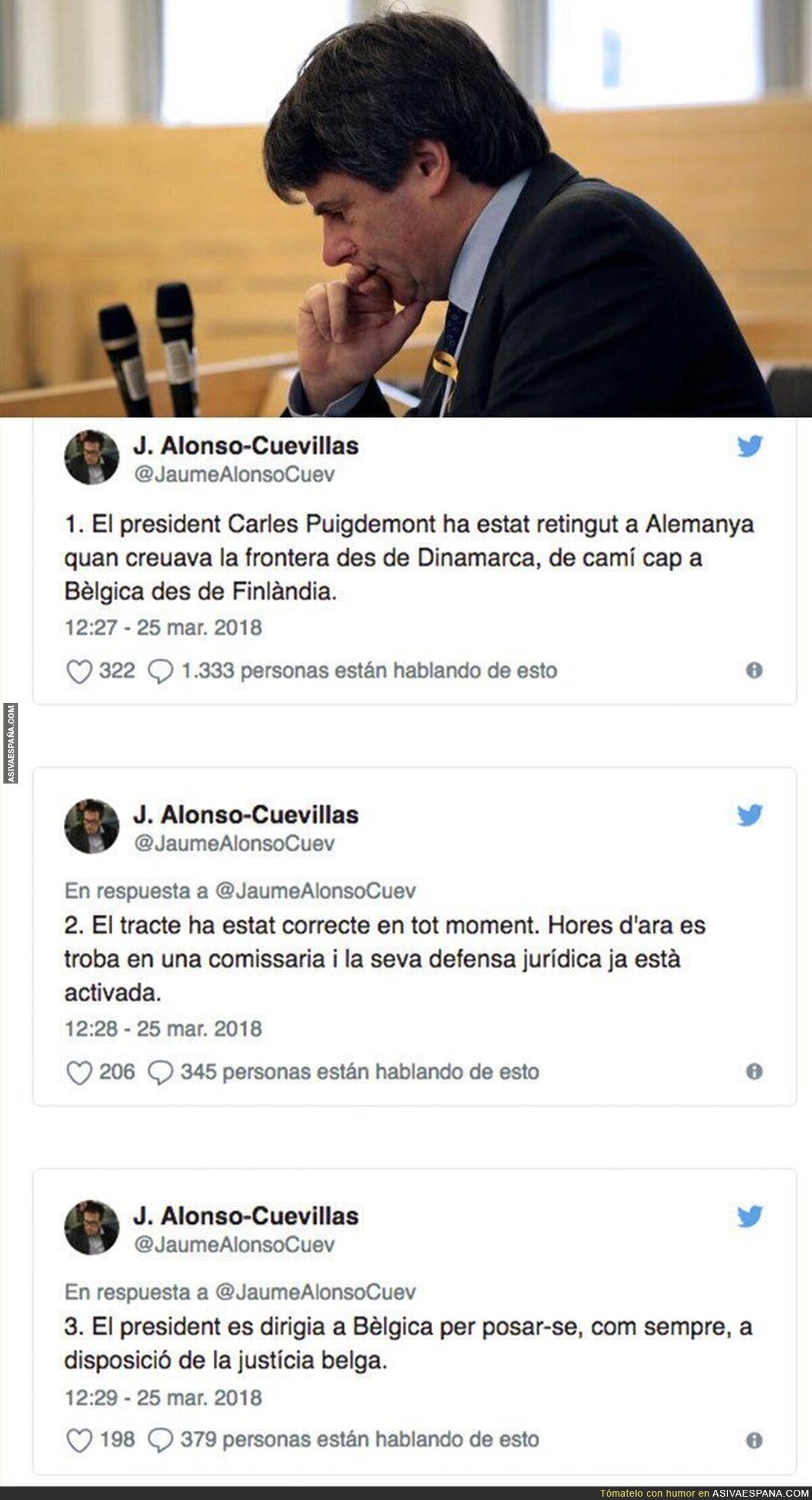 Puigdemont ha sido retenido en Alemania y ya lo ha confirmado su abogado con estos tuits