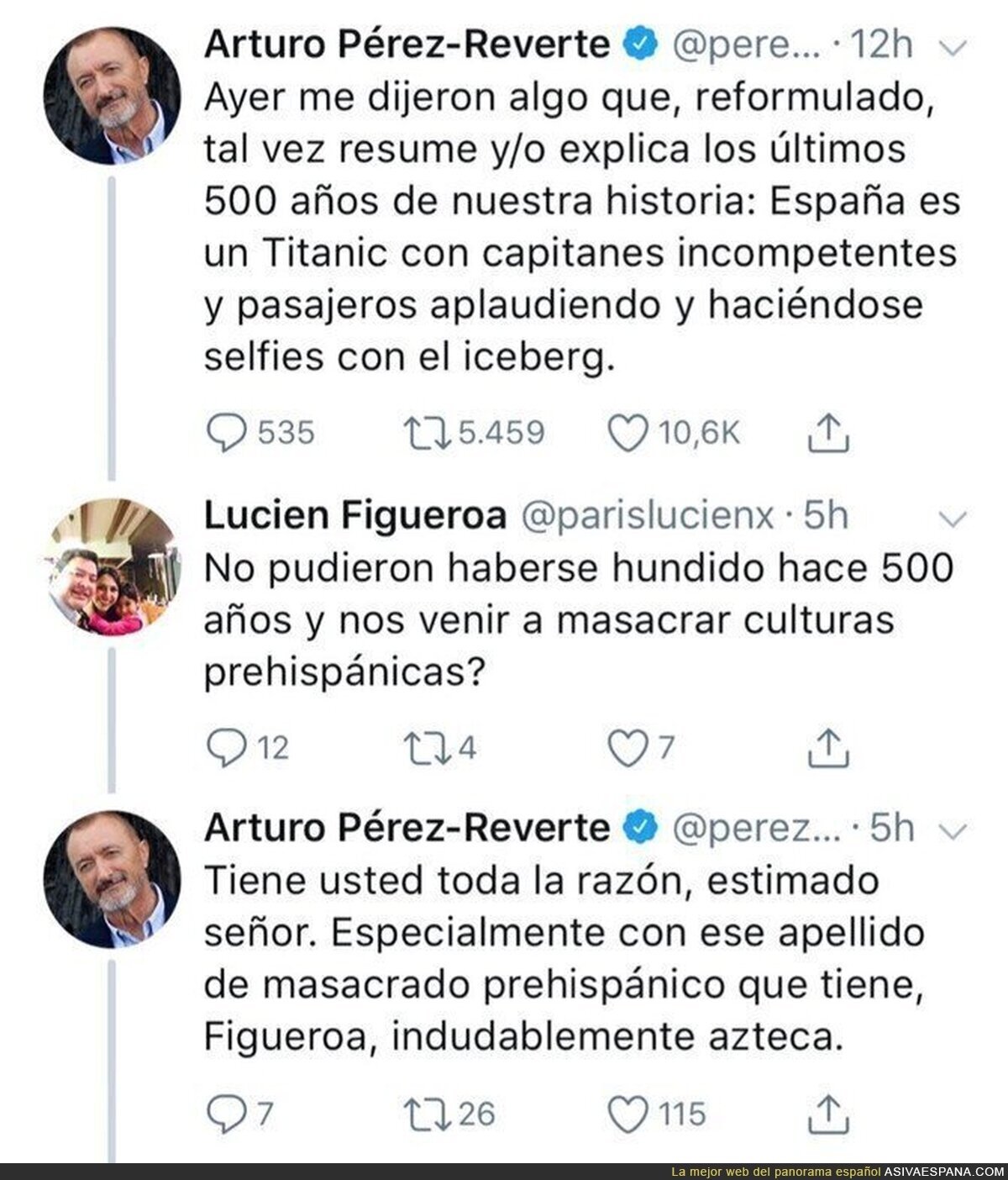 Los Aztecas se revelan contra Arturo Pérez Reverte