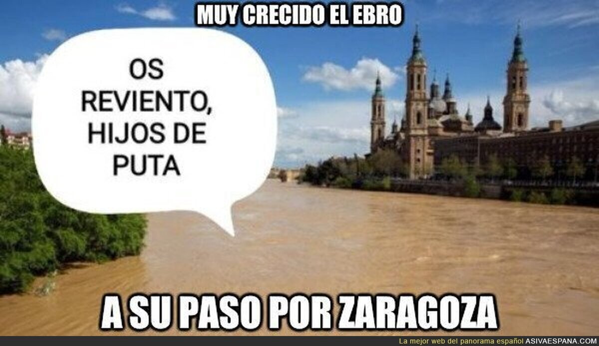 Muy crecido el Ebro a su paso por Zaragoza