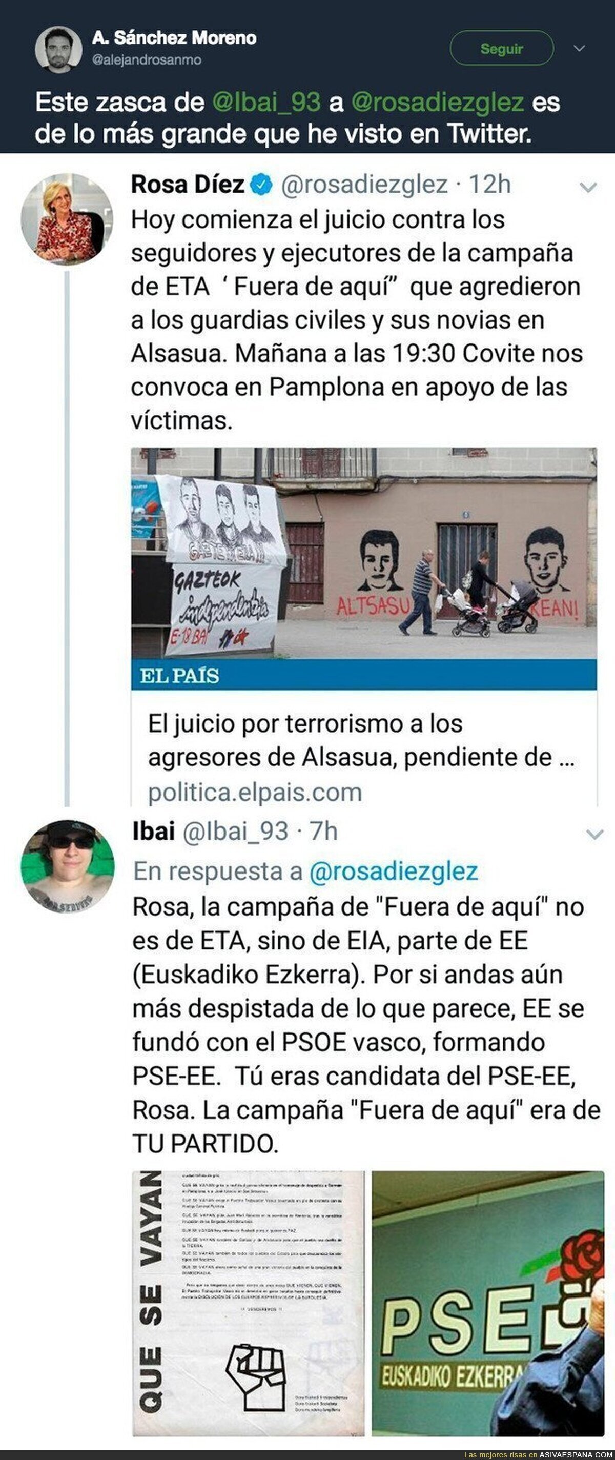 Rosa Díez ha recibido en Twitter una de esas respuestas que no va a olvidar en su vida