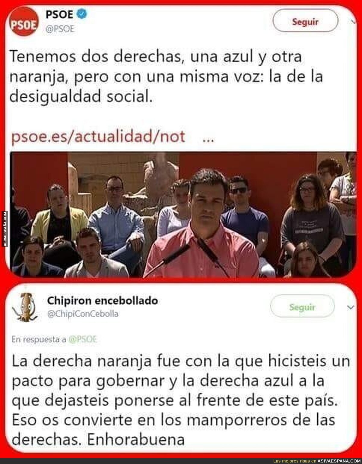 Pedro Sánchez se lleva una bofetada sin manos tras atacar a Ciudadanos diciendo que son 'la derecha'