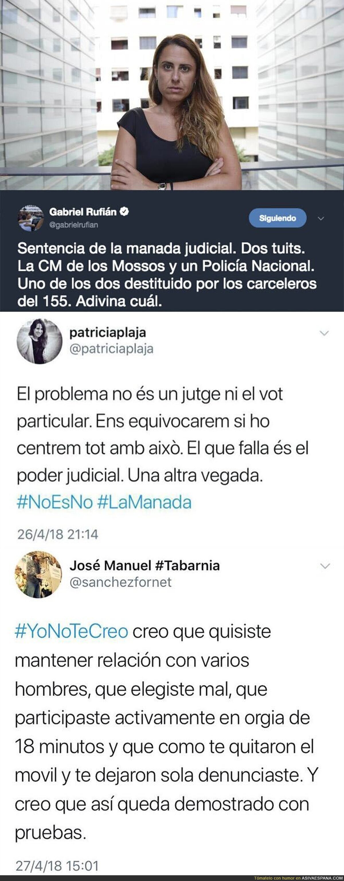 El gobierno español ha destituido a la CM de los Mossos por poner este tuit sobre la sentencia de La Manada