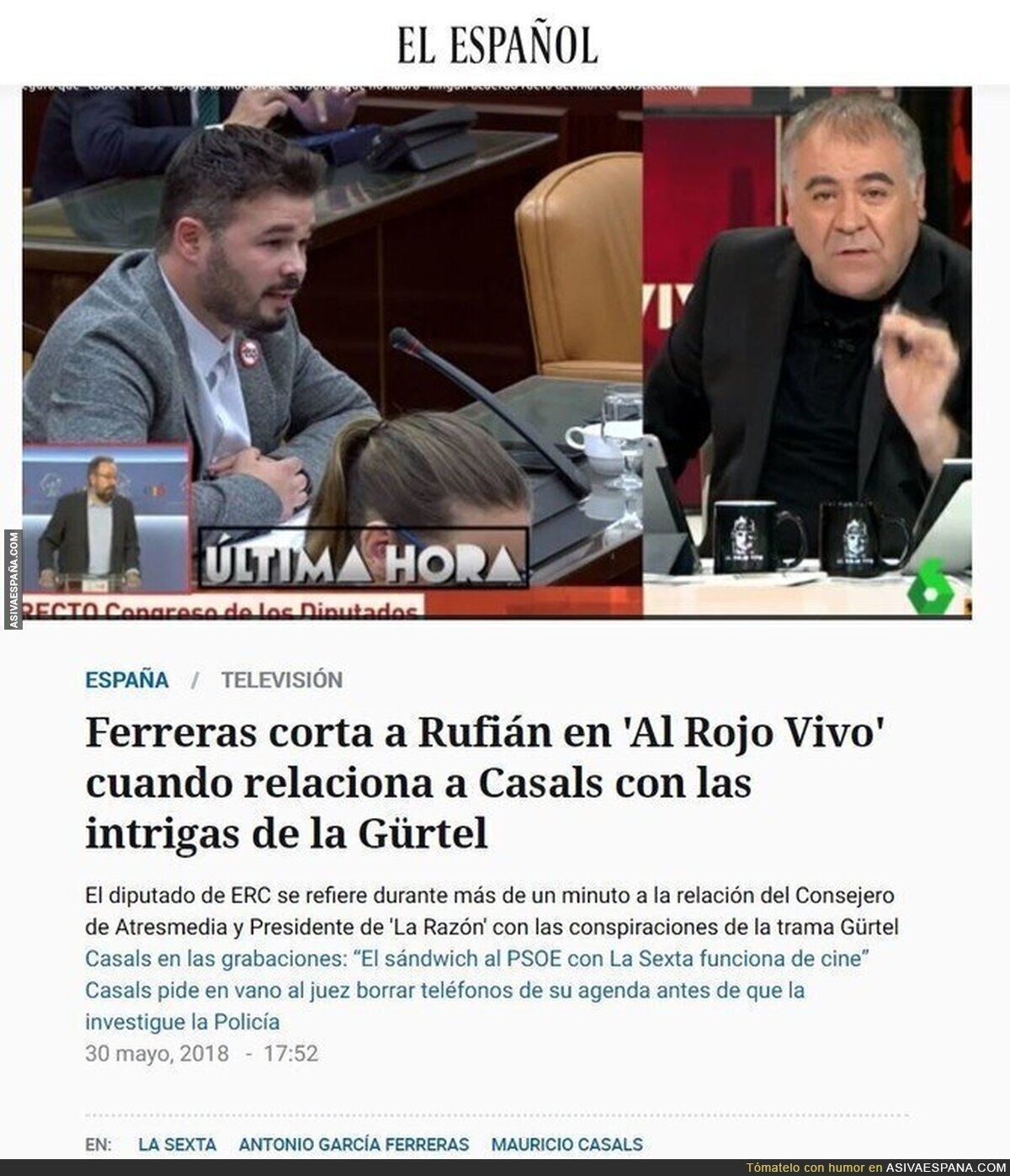 Antonio García Ferreras corta la transmisión cuando van a mencionar a un consejero de Atresmedia metido en la Gürtel