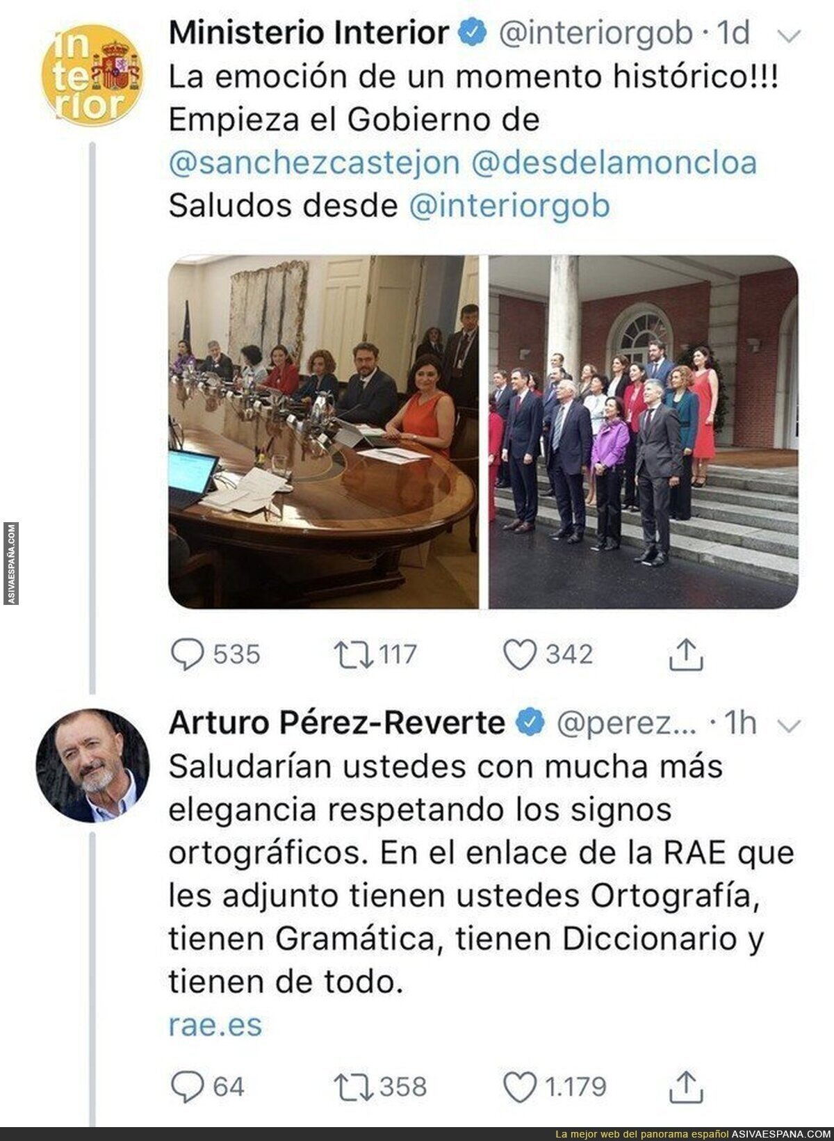 Arturo Pérez-Reverte deja por los suelos al Ministerio de Interior tras tuitear un mensaje lleno de faltas