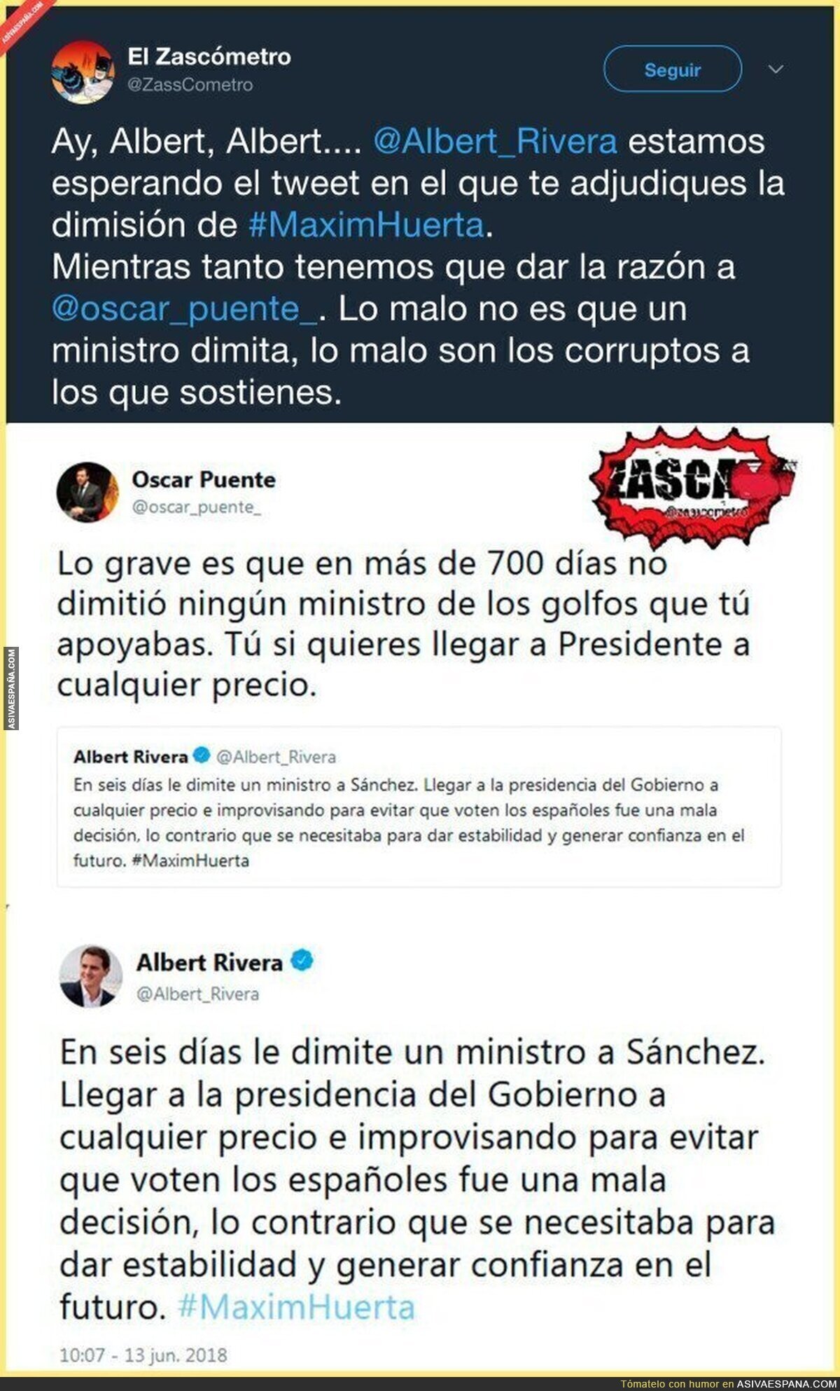 Oscar Puente le da una descomunal respuesta a Albert Rivera tras un lamentable mensaje contra Pedro Sánchez