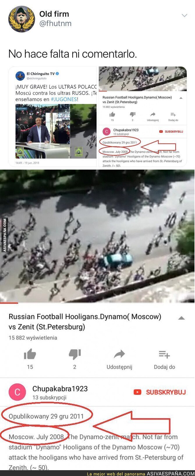 Pillan a Pedrerol manipulando de forma descarada una información del Mundial de Rusia con imágenes del 2011