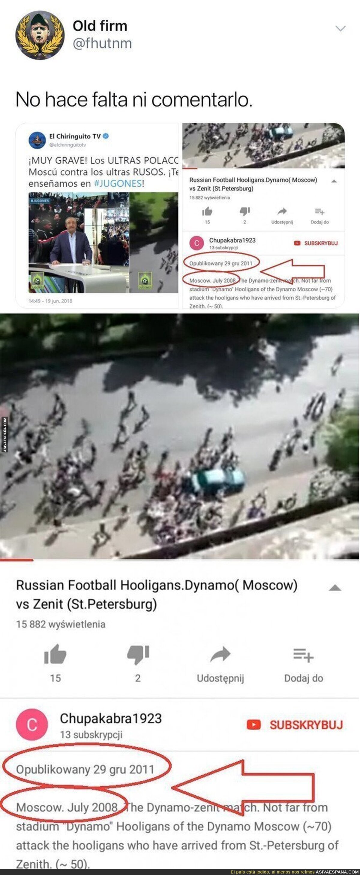 Pillan a Pedrerol manipulando de forma descarada una información del Mundial de Rusia con imágenes del 2011