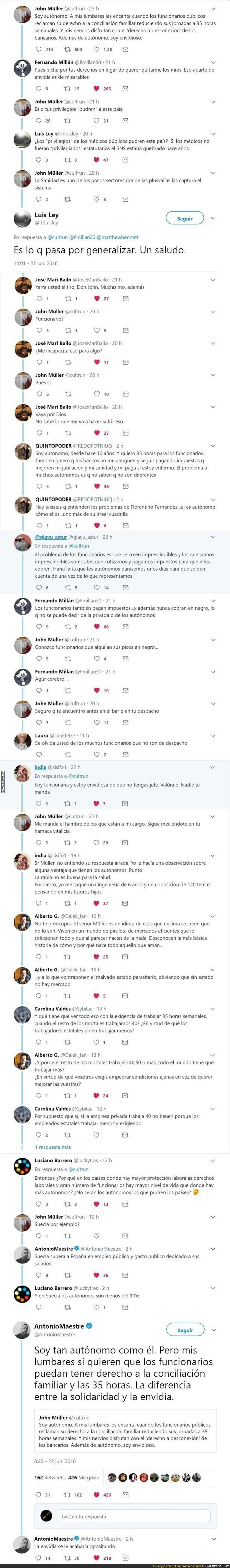 Ex director adjunto de El Mundo y de El Español ataca a los funcionarios llamándoles privilegiados, vagos y que están todo el día en el bar