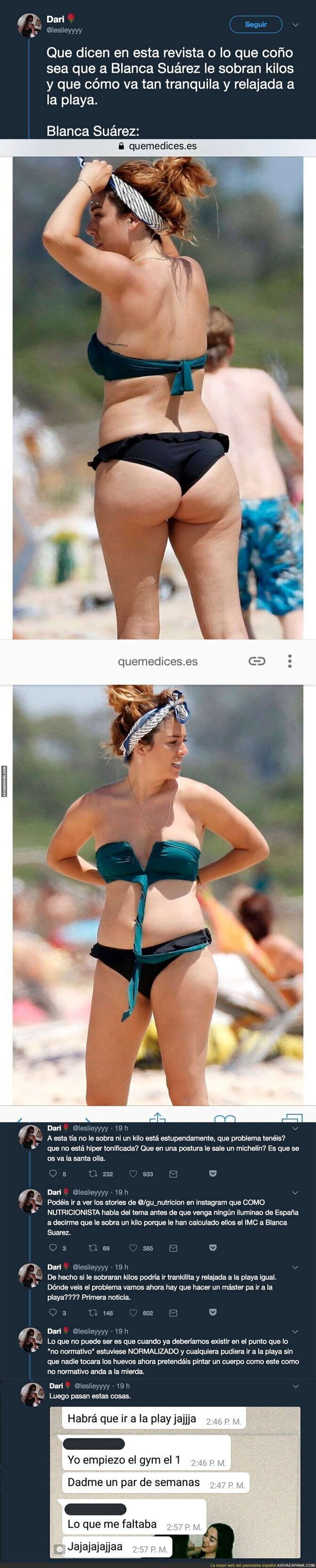 Critican en una revista estas fotos en bikini de Blanca Suárez por decir que le sobran unos kilos