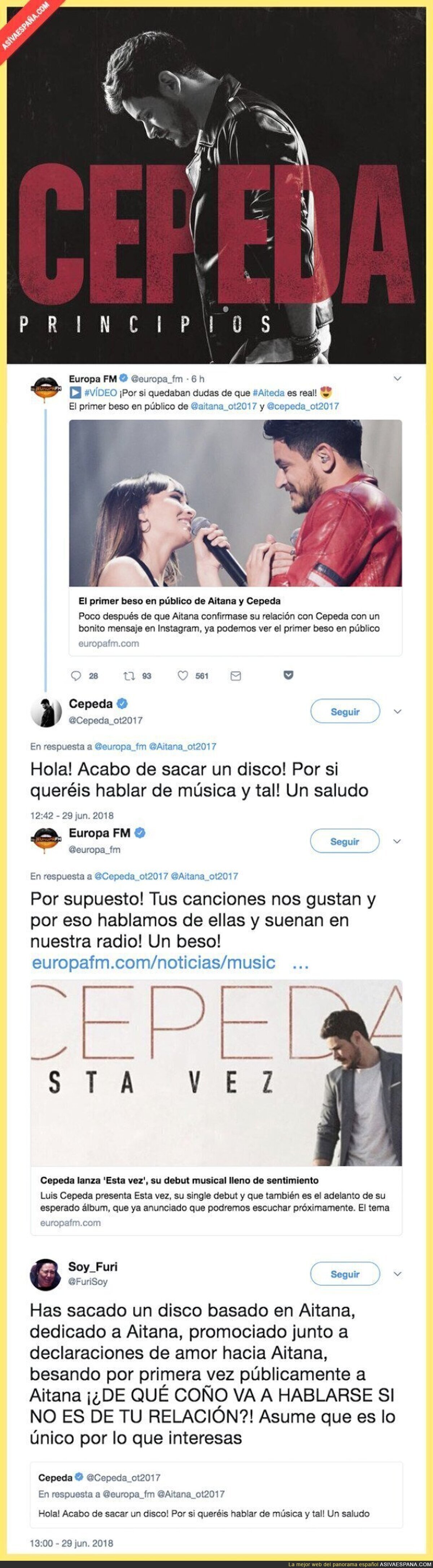 Luis Cepeda le da un tirón de orejas a Europa FM por publicar esta noticia sobre Aitana