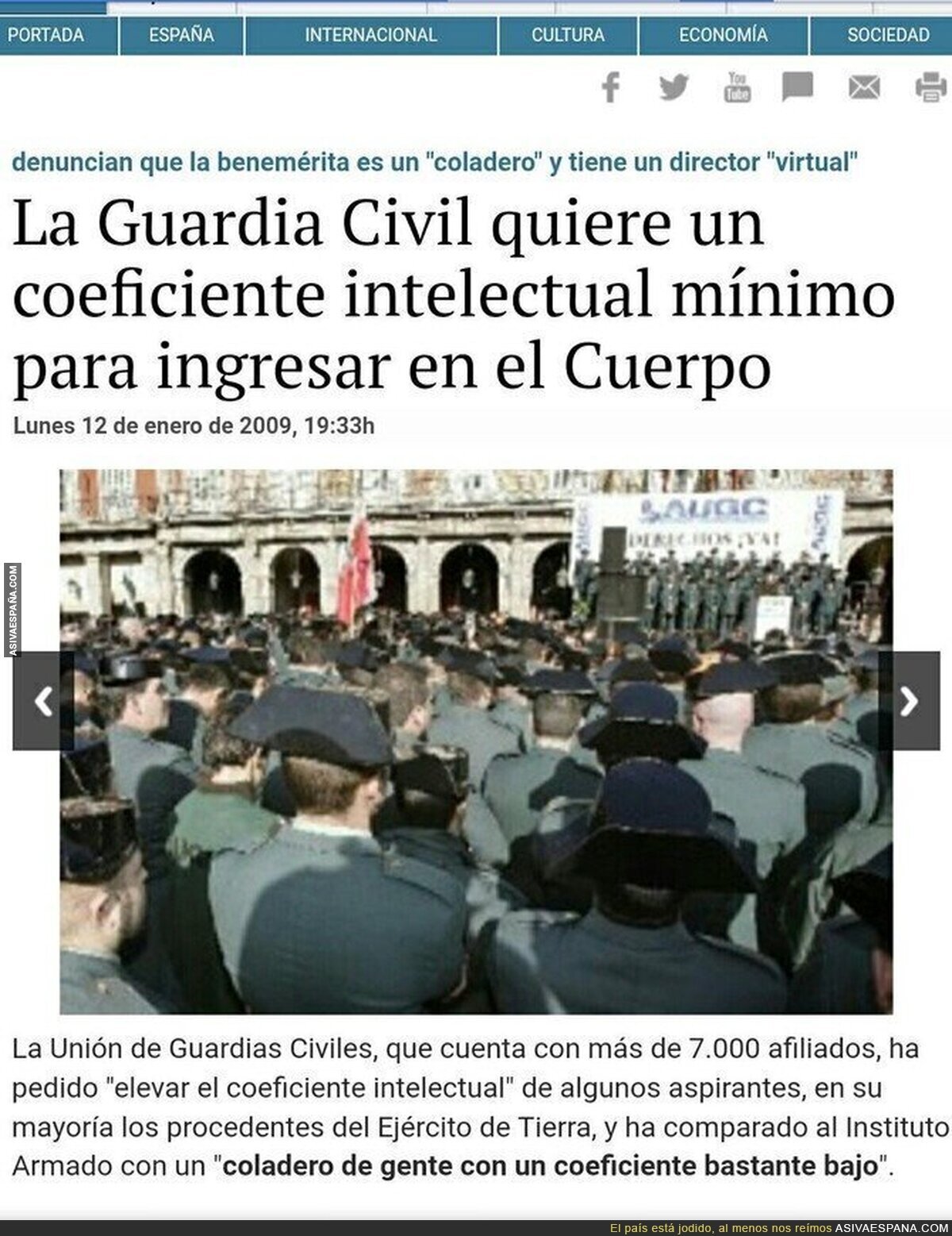 La Guardia Civil anuncia su disolución
