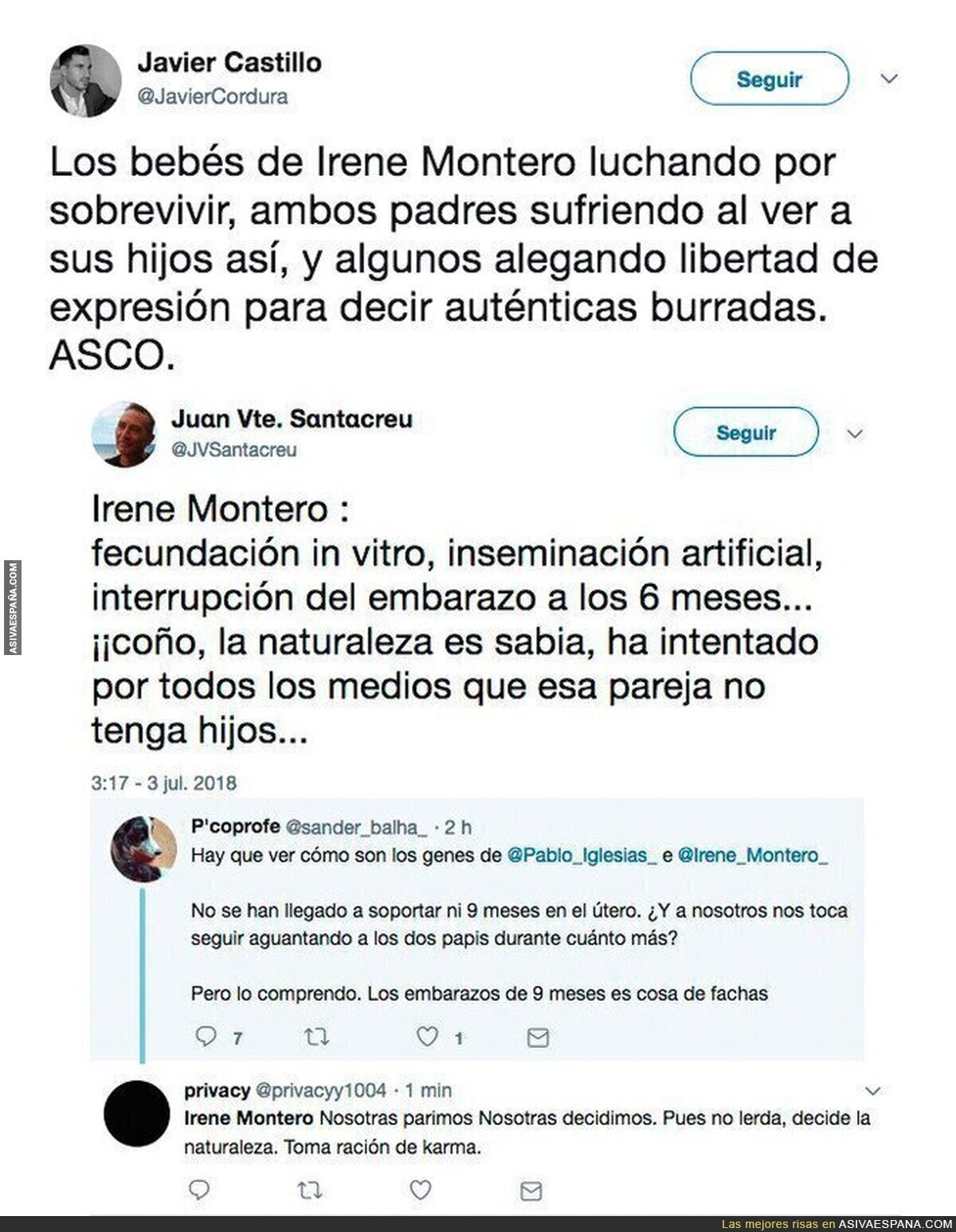 Estas son las barbaridades que están escribiendo algunos en internet tras el nacimiento de los hijos de Irene Montero y Pablo Iglesias