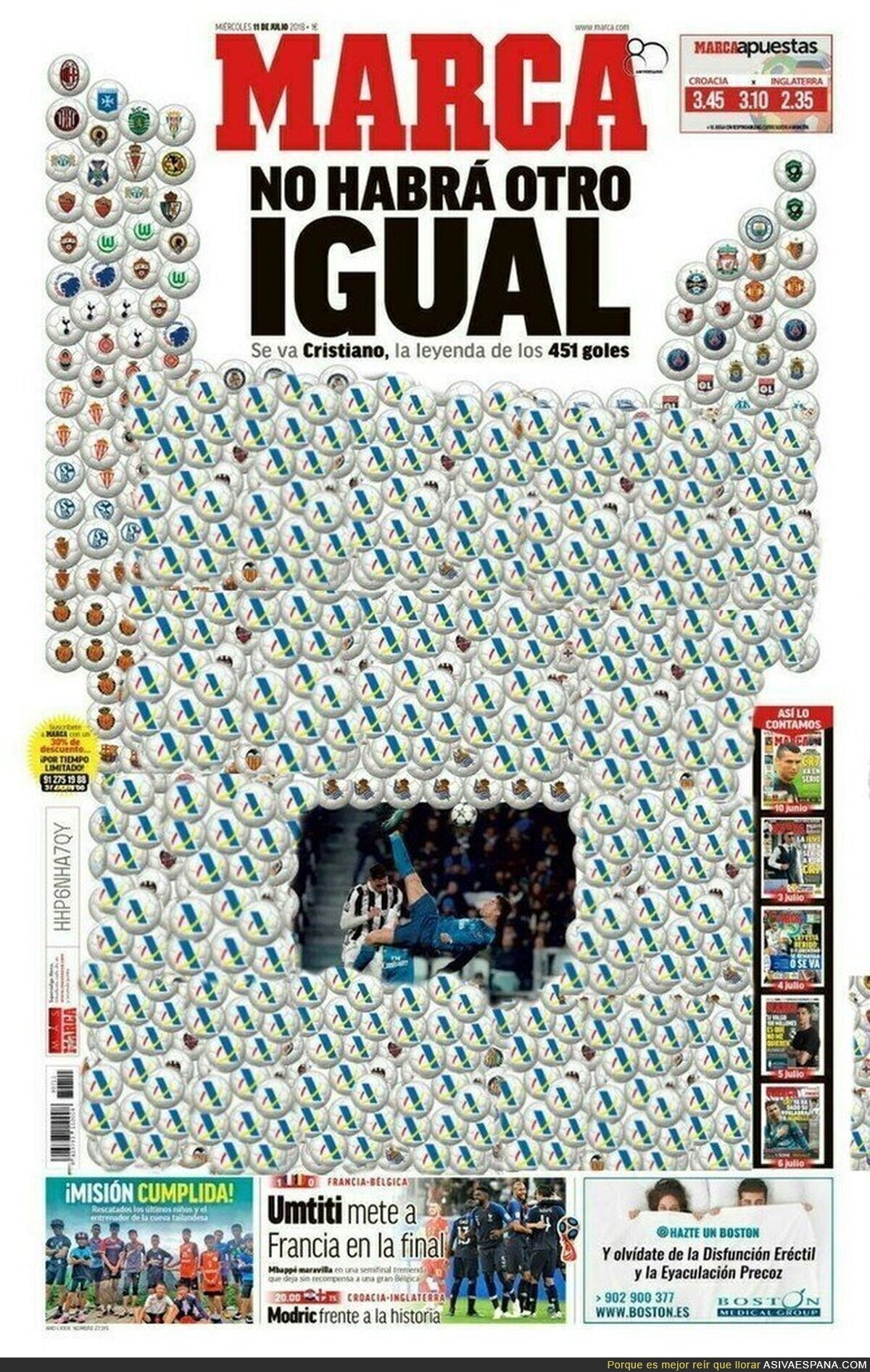 La gran portada de MARCA a Cristiano Ronaldo con todos los goles que ha marcado con el Real Madrid