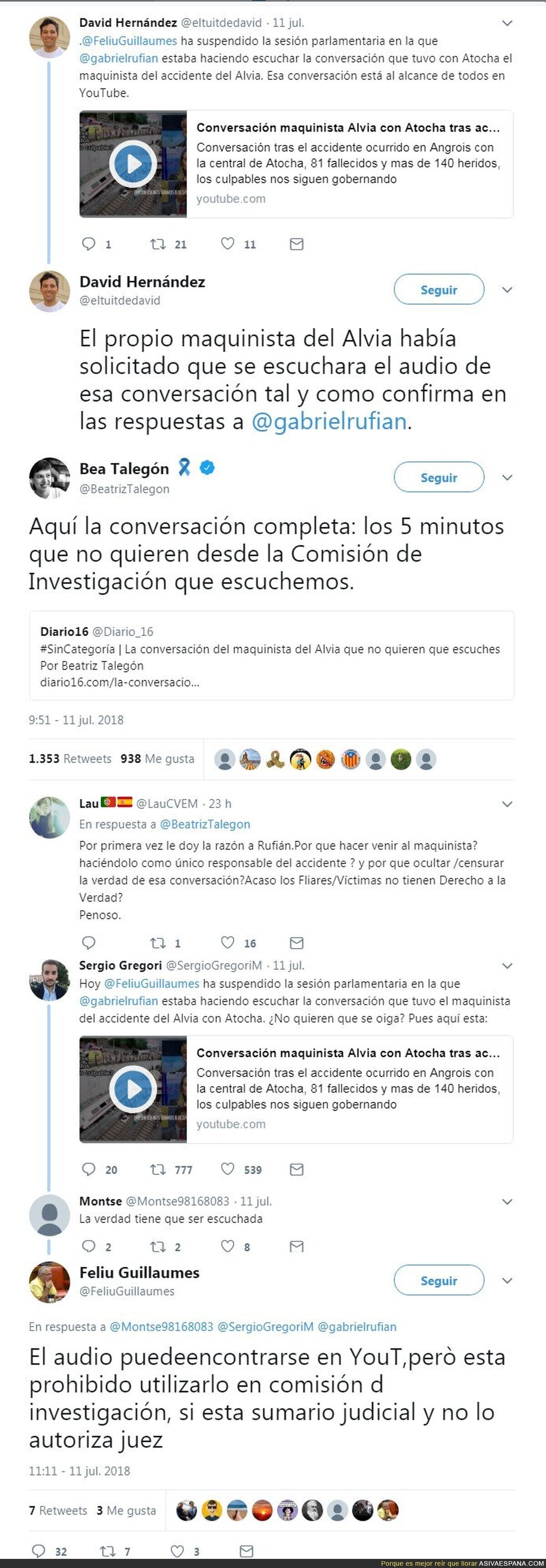 El audio del maquinista del AVE que no han querido reproducir por el veto de PP, PSOE y Ciudadanos