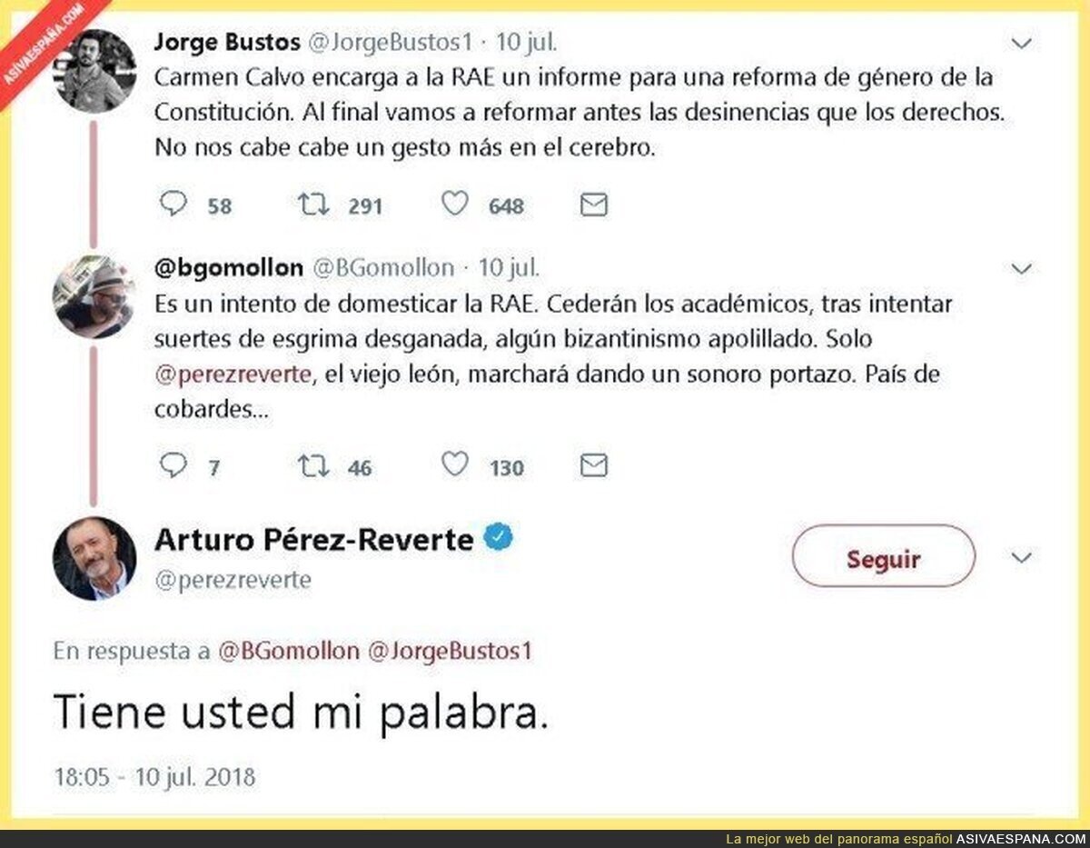 Arturo Pérez-Reverte se marchará de la RAE si reforman el género del lenguaje