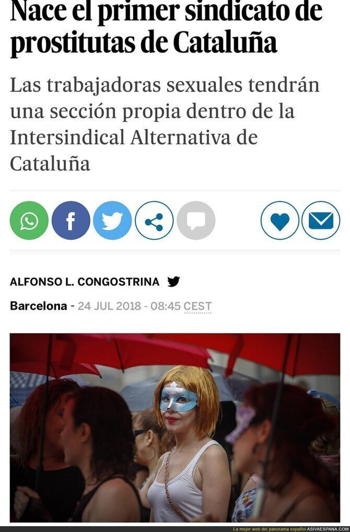 Primer sindicato de prostitutas en Cataluña.