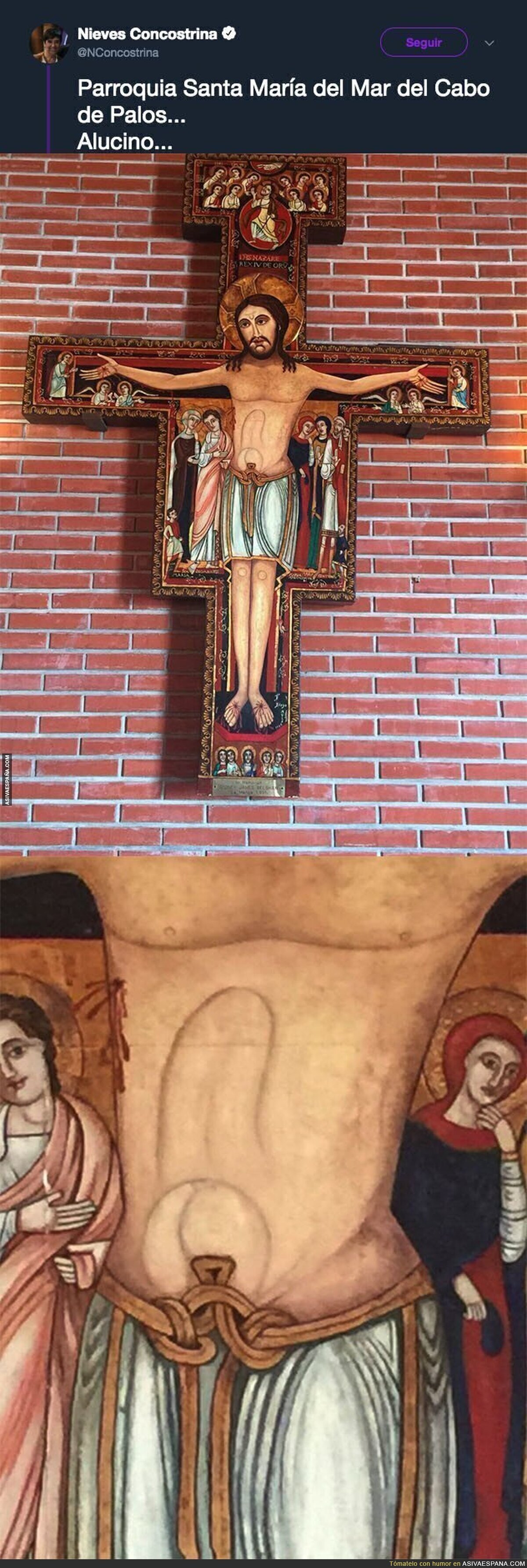 El detalle de los abdominales de este Cristo en la iglesia del Cabo de Palos que está indignando a mucha gente