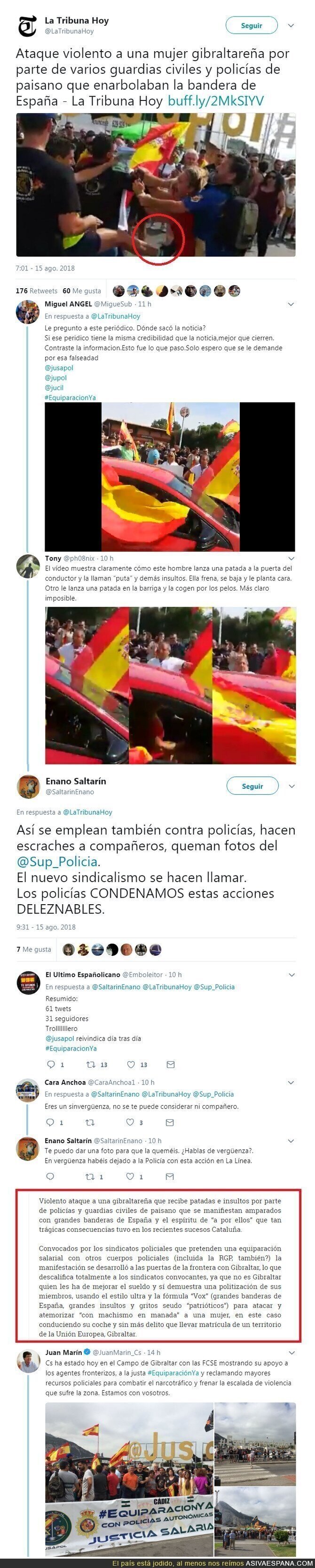 Insultan y agreden a una mujer gibraltareña aquellos que deben hacer respetar la ley