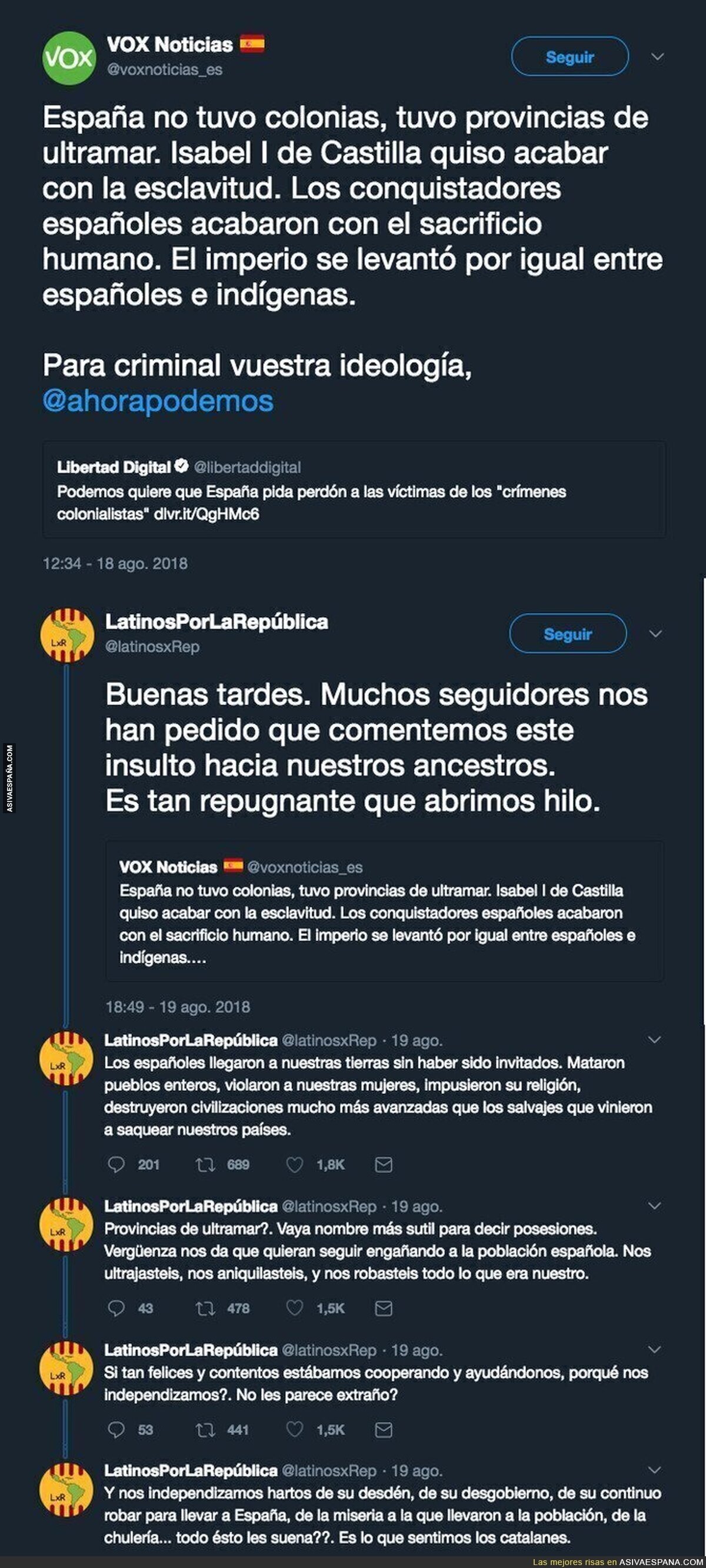 El polémico mensaje de VOX que niega invasión de españoles pero les llama 'conquistadores'