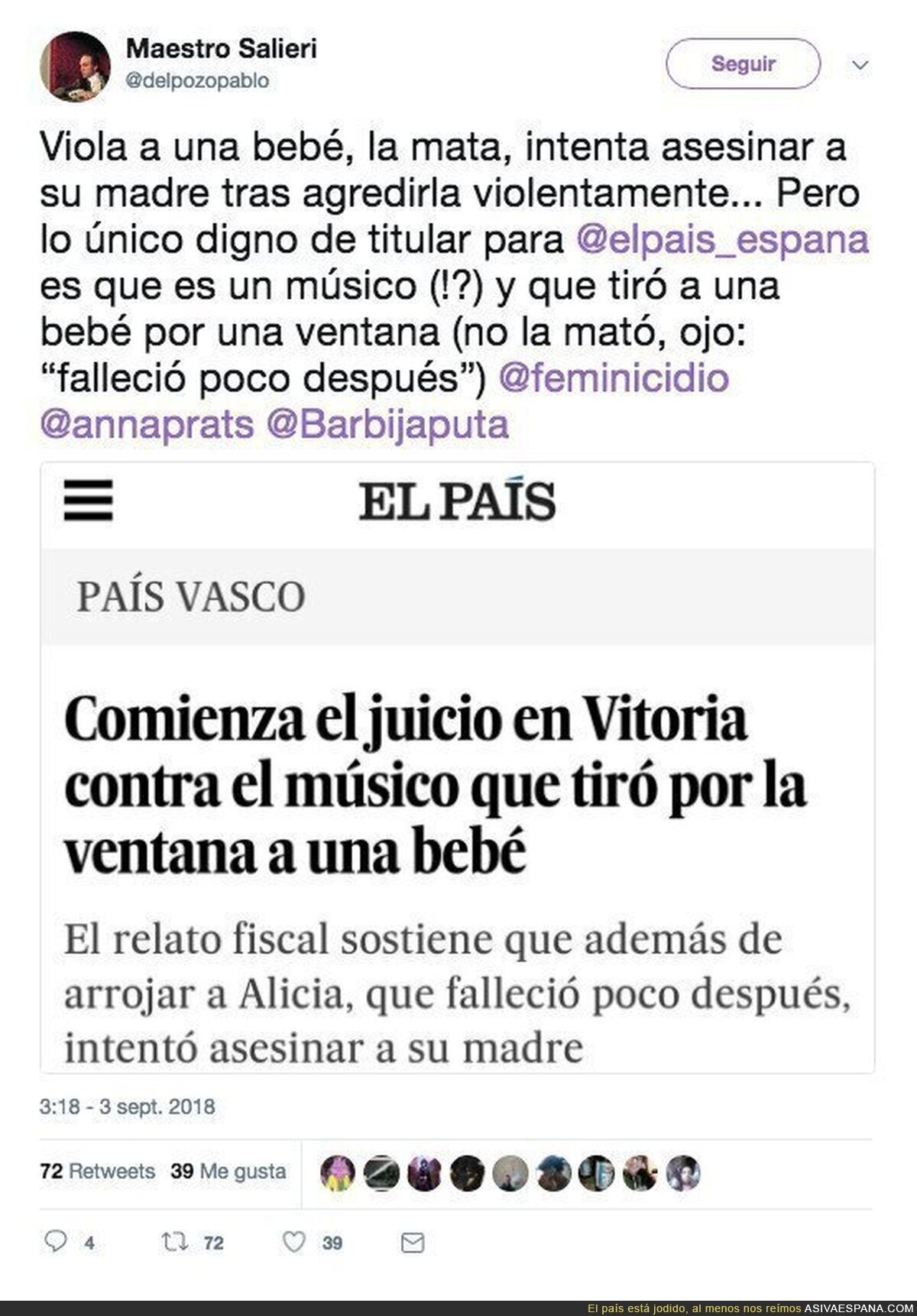 El País se ha coronado con la m*rda de titular de esta noticia