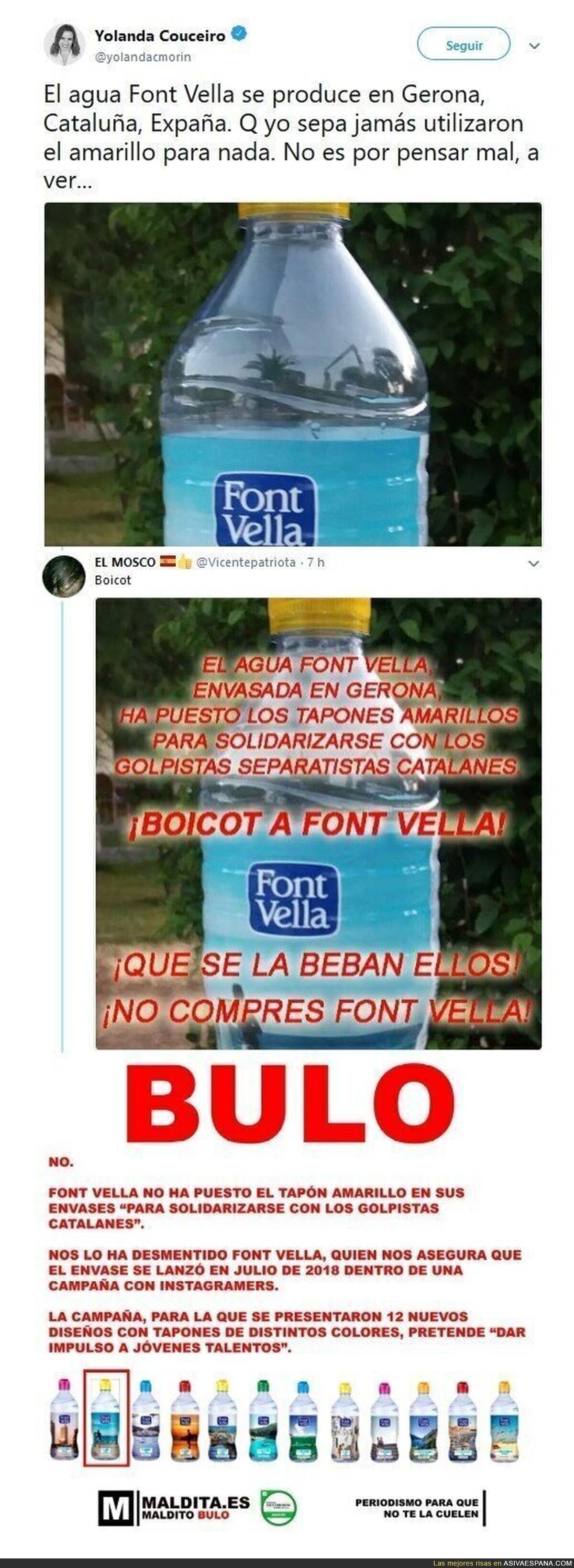 Maldito Bulo intervienen en el caso FONT VELLA para desmentir el tweet de Yolanda Couceiro