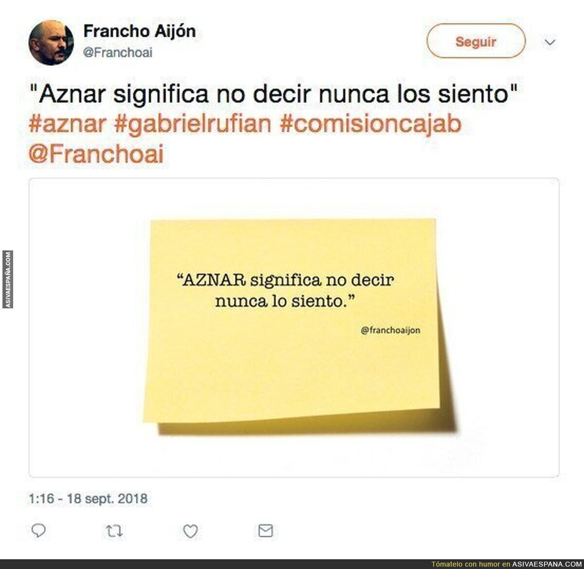 Aznar nunca pide perdona