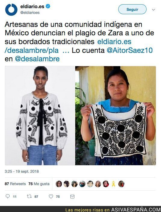Han pillado a Zara plagiando a un grupo de artesanas indígenas de México con una camiseta exactamente igual