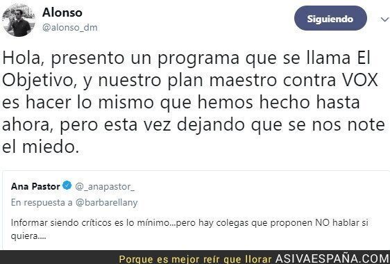 Los "colegas" de Ana Pastor no quieren hablar de VOX. Medios de Desinformación