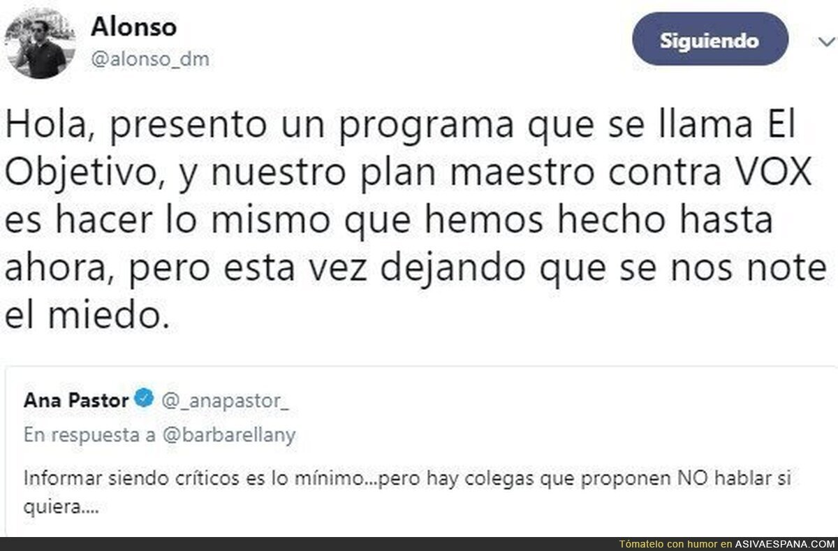 Los "colegas" de Ana Pastor no quieren hablar de VOX. Medios de Desinformación