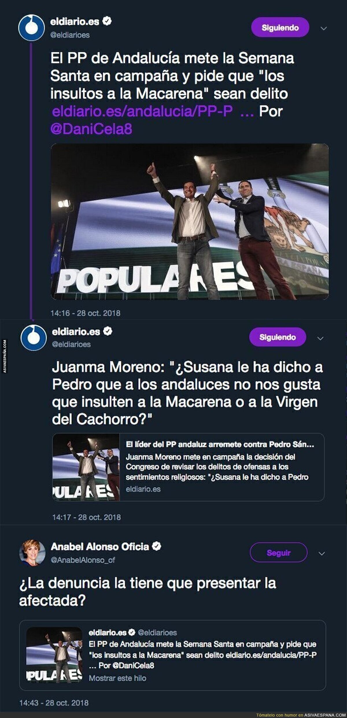 El PP de Andalucía pide que sea delito los insultos a la Macarena y Anabel Alonso responde de forma genial