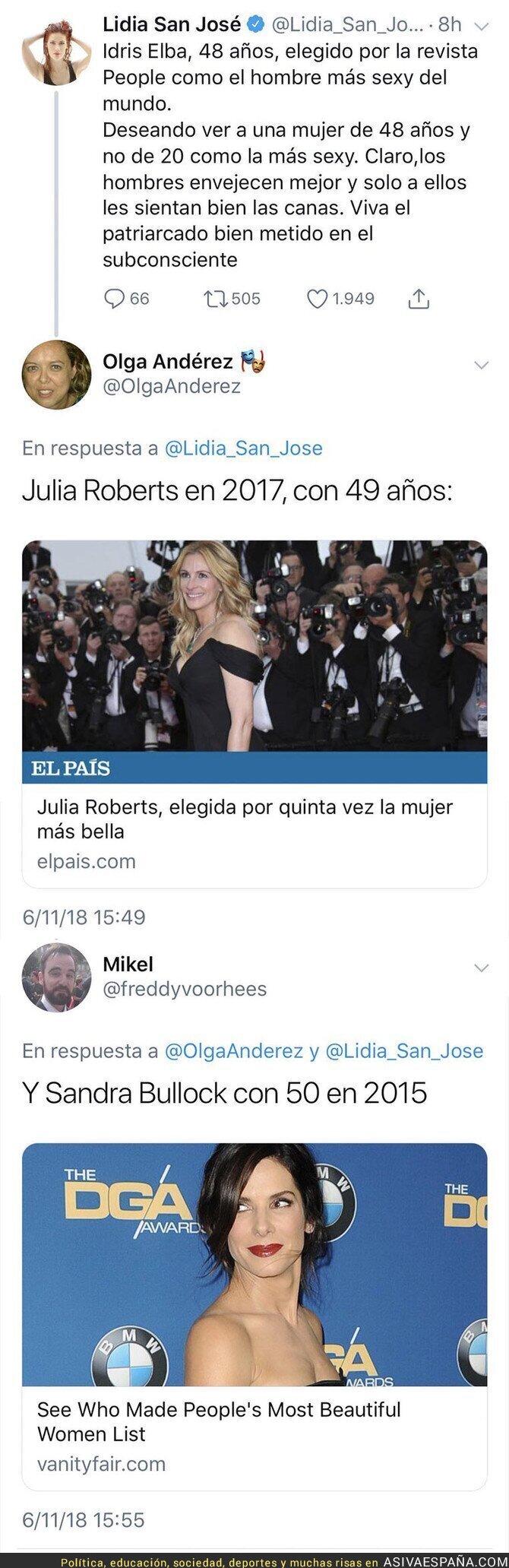 Asi Va Espana La Actriz Lidia San Jose Se Escandaliza Por La Eleccion Del Hombre Mas Sexy Del Mundo Por Su Edad Y Hace Una Comparativa Con Mujeres Biografía, trayectoria, fotos, vídeos y mucho más de lidia san josé. actriz lidia san jose se escandaliza