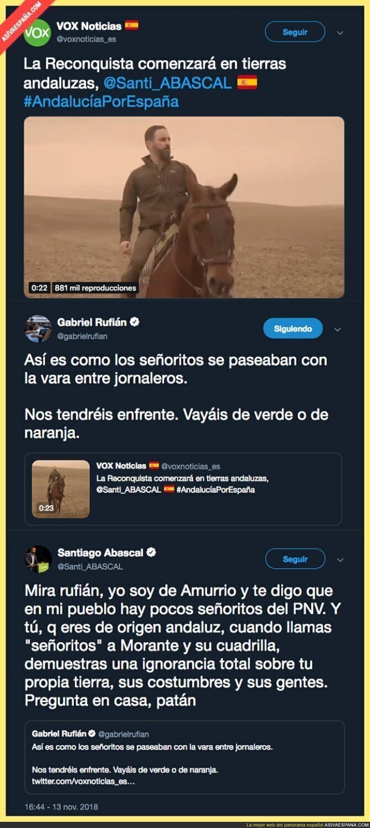 Nuevo ZAS de Santi Abascal a Gabriel Rufián