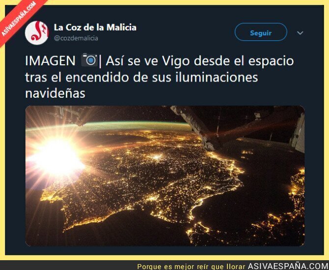 Las luces de Vigo desde el espacio