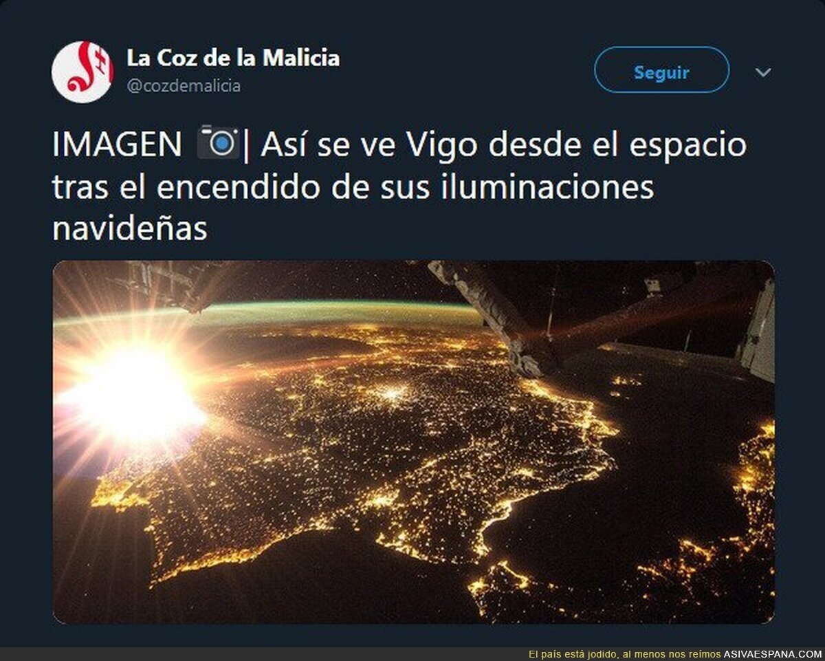 Las luces de Vigo desde el espacio