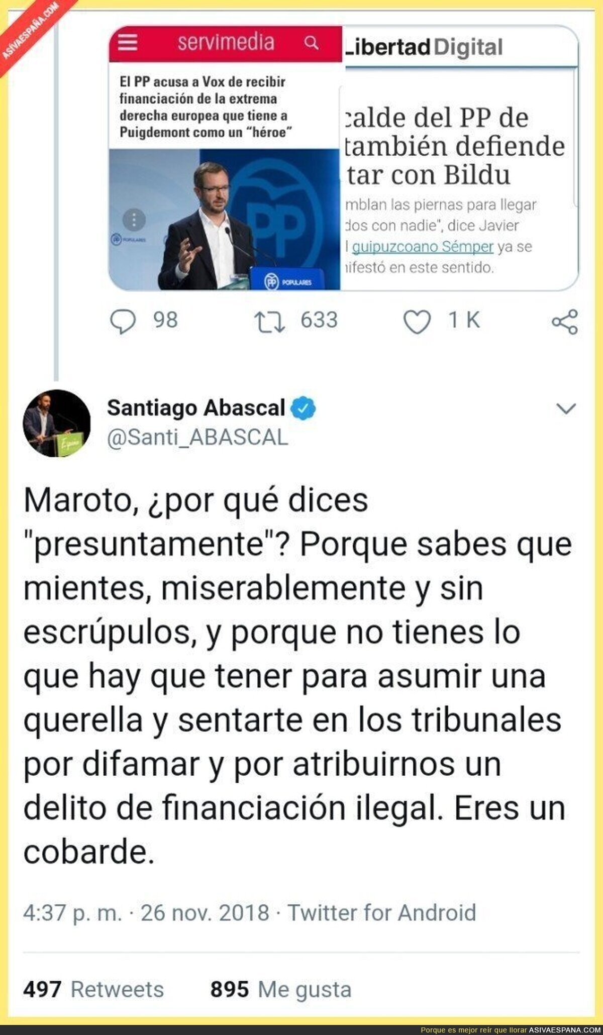 Santi Abascal contesta a las acusaciones de Javier Maroto