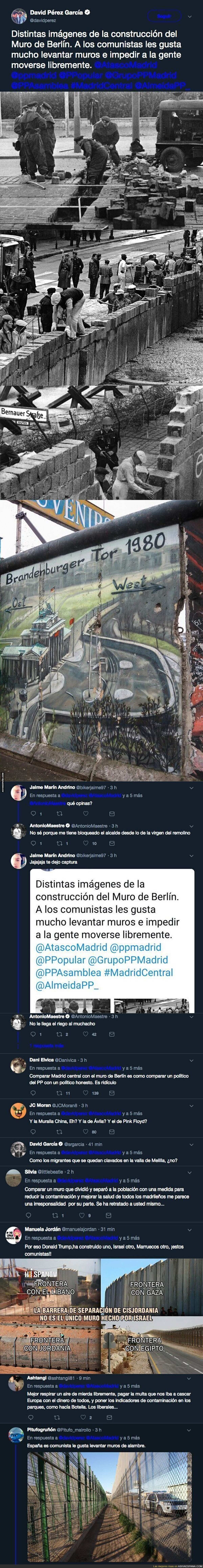 El alcalde de Alcorcón, David Pérez (PP) culpa al comunismo del levantamiento de muros