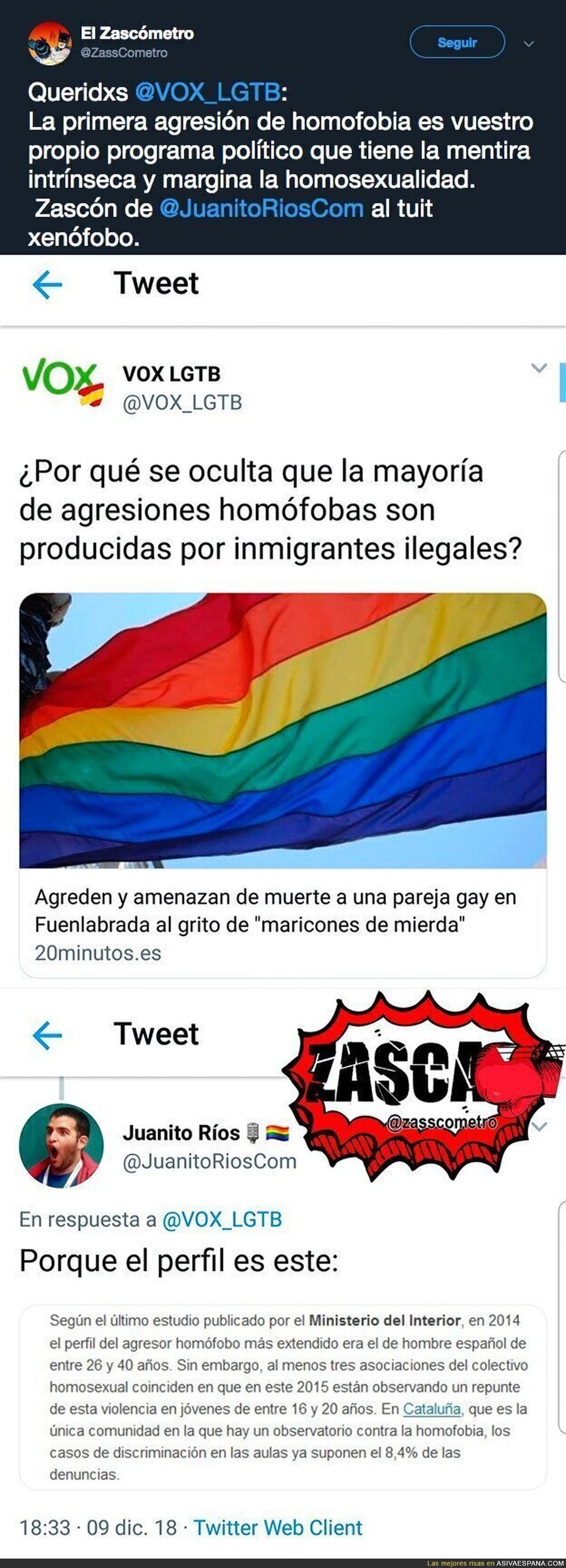 La cuenta LGTB de VOX hablando sobre agresiones homófobas producidas por inmigrantes ilegales