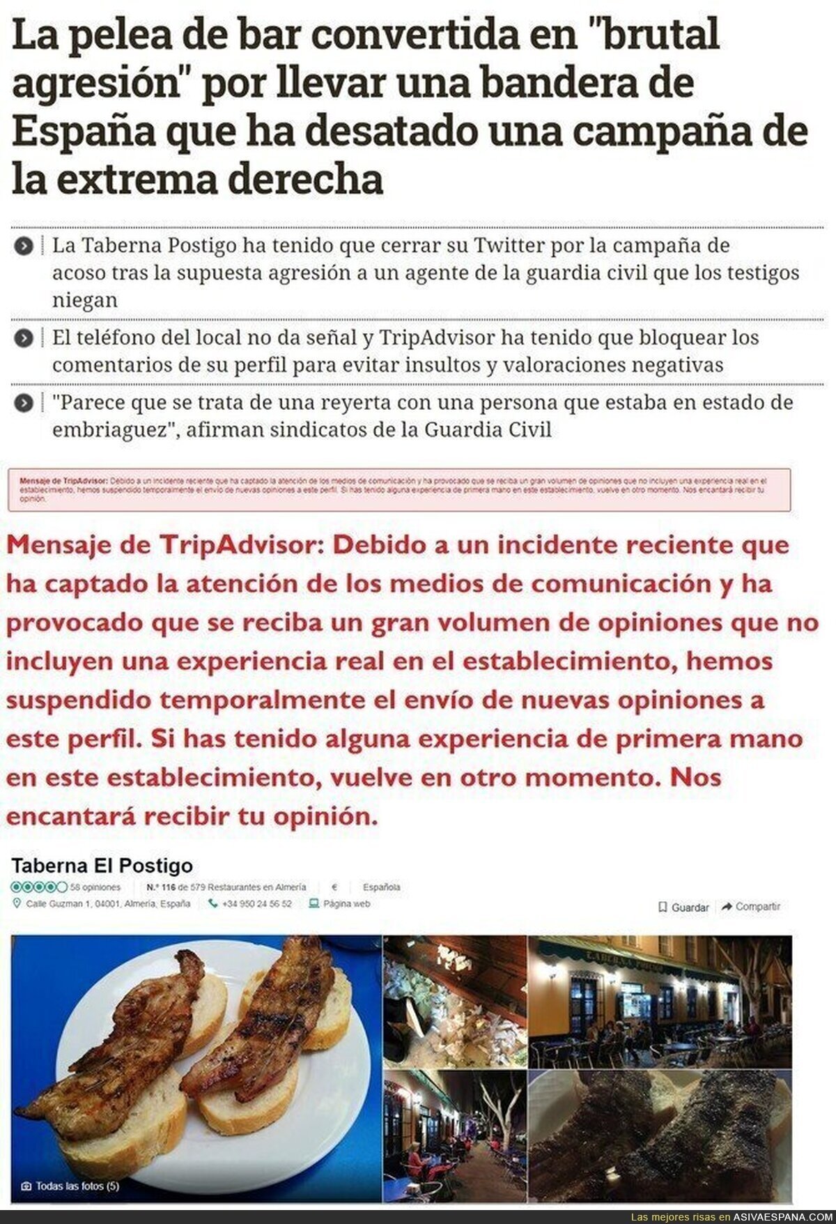 La derecha descerebrada a degüello contra la taberna El Postigo, en Almería, tras este incidente
