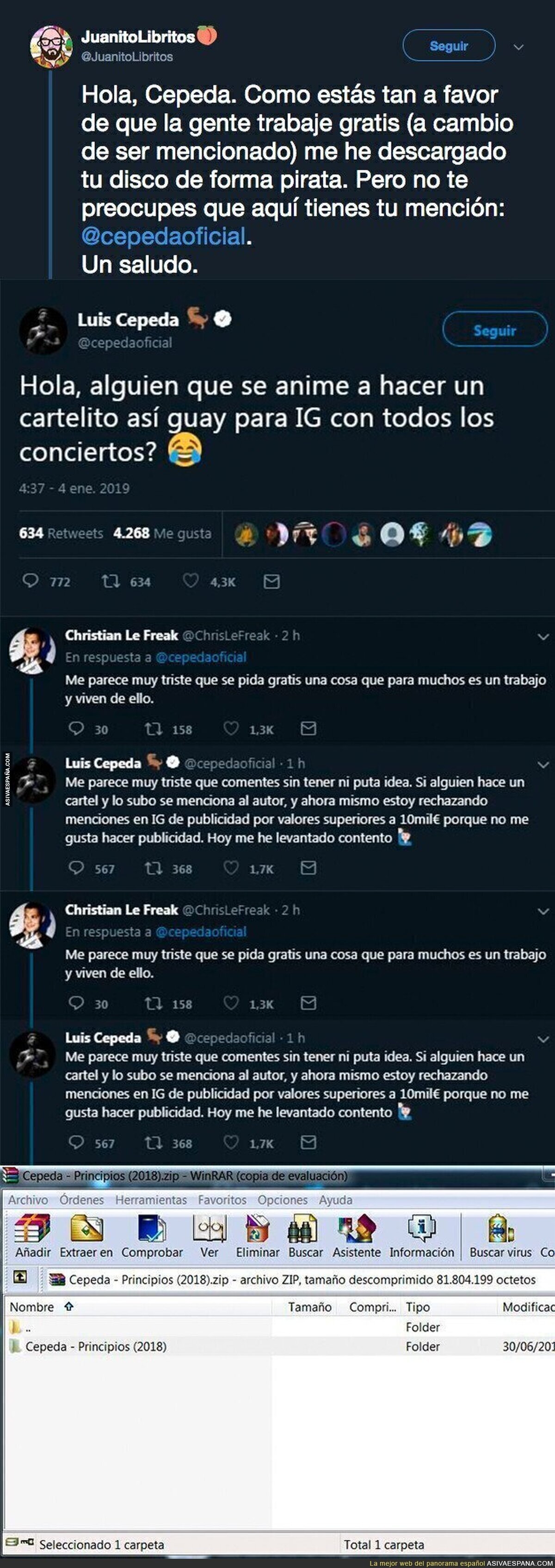 Cepeda pide en Twitter un cartel para su gira y recibe el hachazo más grande que se ha visto en muchos meses