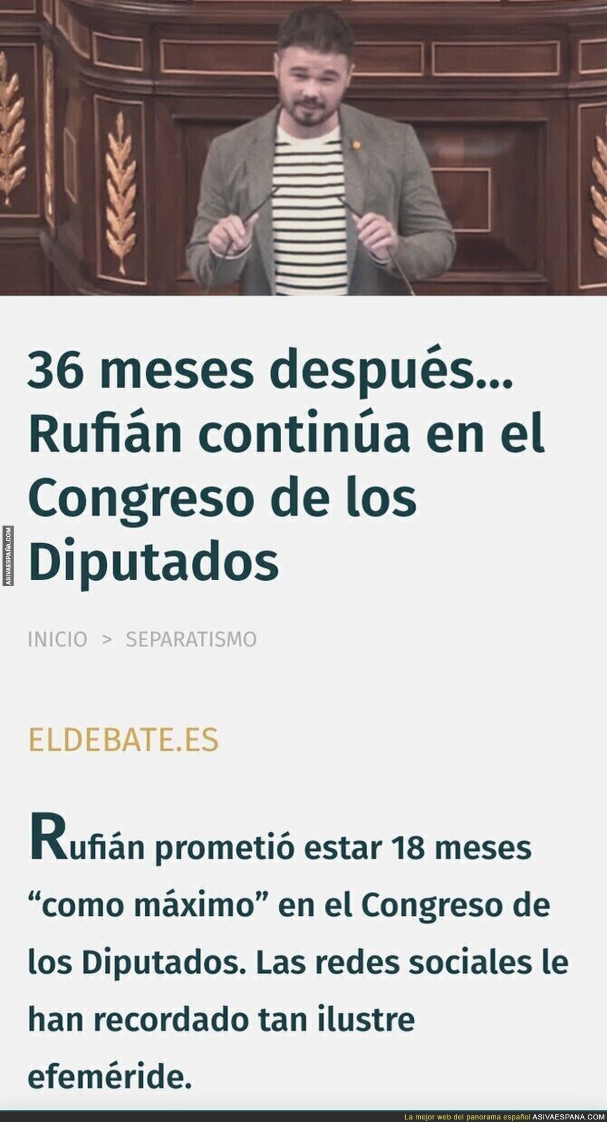 36 meses después, Rufián sigue chupando del bote del "estado opresor"