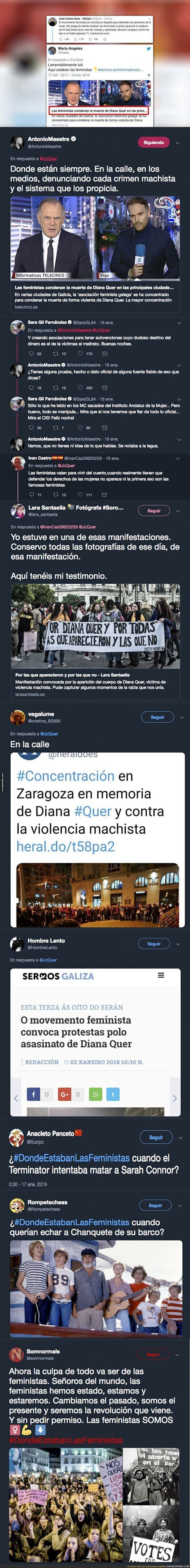 El padre de Diana Quer se pregunta donde estaban las feministas cuando mataron a su hija y Twitter responde