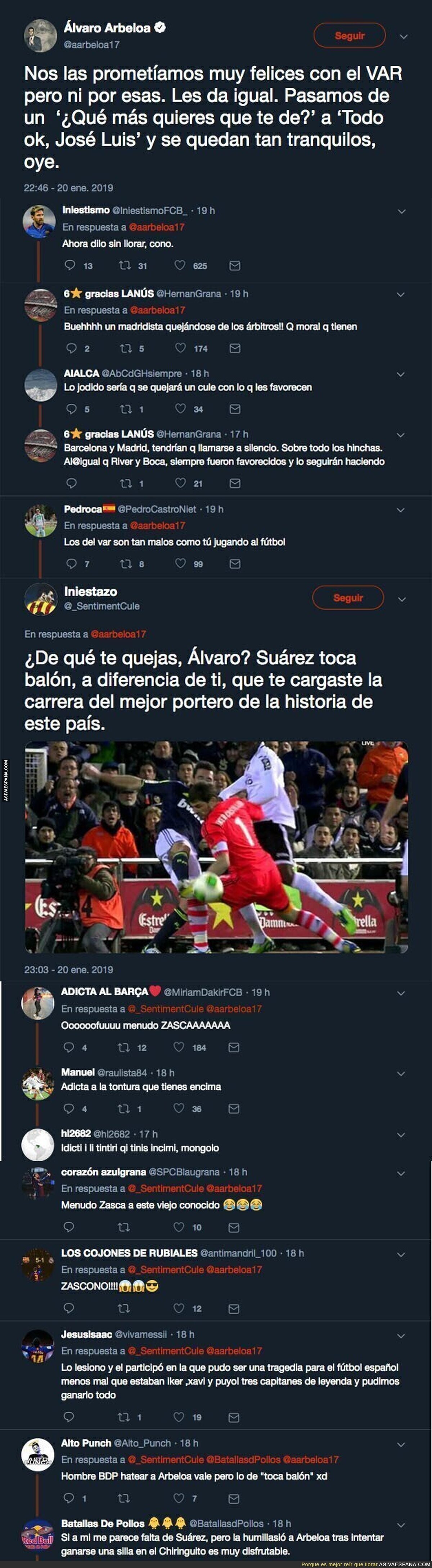Arbeloa se queja del VAR tras un partido del Barça y un usuario de Twitter le responde de forma que le deja temblando