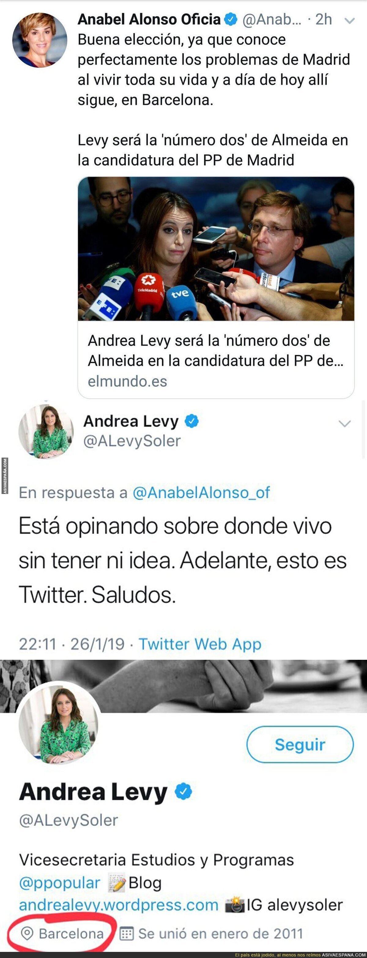 Andrea Levy es elegida para ser la 'número dos' para el ayuntamiento de Madrid y Anabel Alonso la deja por los suelos en Twitter