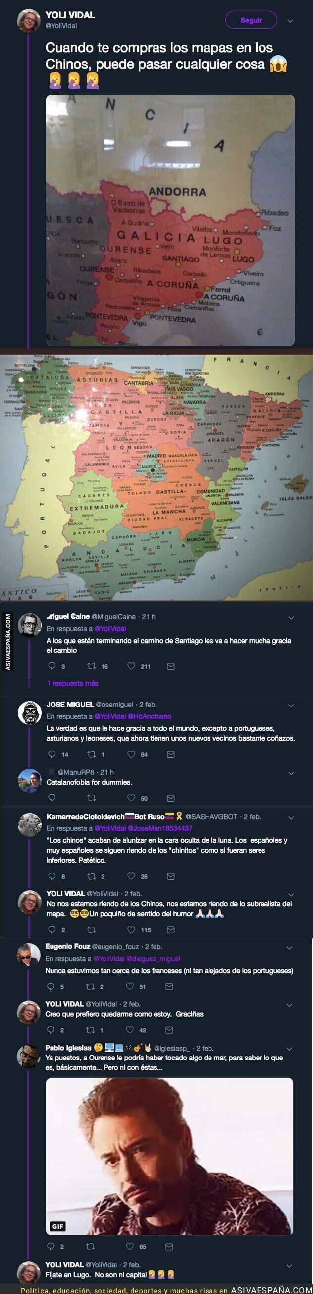 El mapa que se ha comprado esta mujer y que se ha hecho viral por situar a Galicia en Catalunya